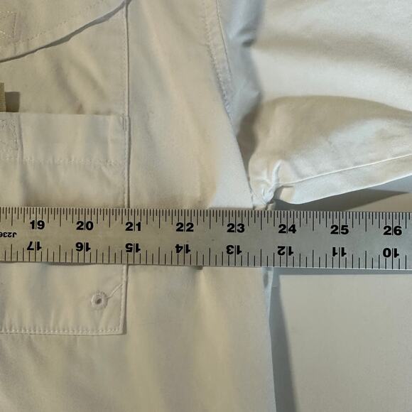 Columbia Fishing Short Sleeve Button Up Shirt Medium Vented Cotton White - Picture 9 of 10